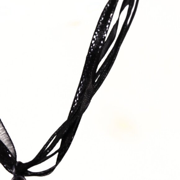 Gothic Victorian "Wings of the Departed" Goth Skeletal Bat Ribbon Necklace - Picture 4 of 5